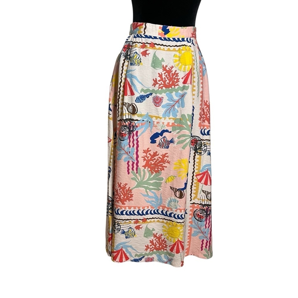 Zara New Woman High-Waist Midi Patchwork Print Cape Resort Skirt — Size Medium - Picture 4 of 13